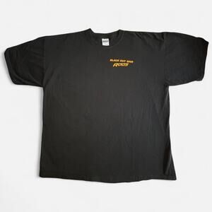 GILDAN 2XL Unisex Heavy Cotton T-Shirt Black/Yellow Graphic Casual